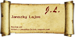 Janszky Lajos névjegykártya